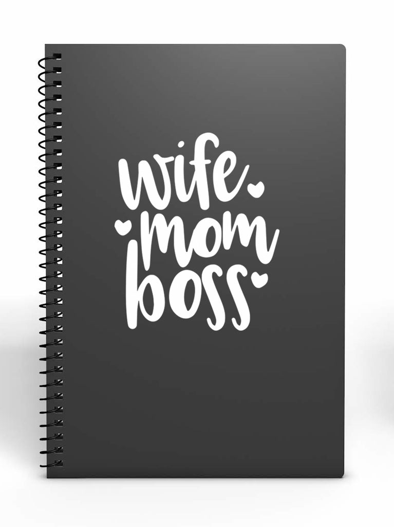 Wife Mom Boss | 4.3" x 5.2" Vinyl Sticker | Peel and Stick Inspirational Motivational Quotes Stickers Gift | Decal for Family Moms Lovers