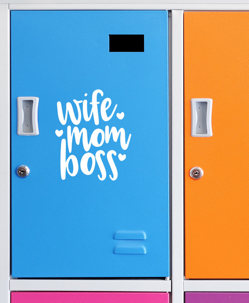 Wife Mom Boss | 4.3" x 5.2" Vinyl Sticker | Peel and Stick Inspirational Motivational Quotes Stickers Gift | Decal for Family Moms Lovers