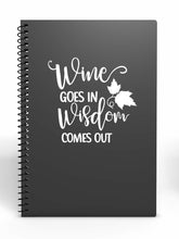 Load image into Gallery viewer, Wine Goes in Wisdome Comes Out | 4.5&quot; x 4.3&quot; Vinyl Sticker | Peel and Stick Inspirational Motivational Quotes Stickers Gift | Decal for Wine, Beer, Coffee, Tea Lovers
