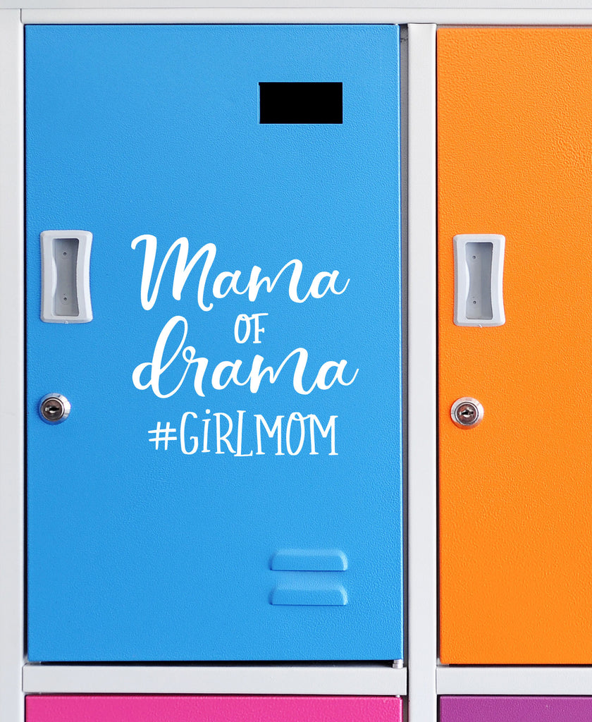 Mama of Drama #GirlMom | 4.5" x 4.4" Vinyl Sticker | Peel and Stick Inspirational Motivational Quotes Stickers Gift | Decal for Family Moms Lovers