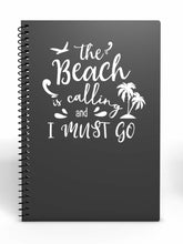 Load image into Gallery viewer, The Beach is Calling and I Must Go | 5.1" x 5.2" Vinyl Sticker | Peel and Stick Inspirational Motivational Quotes Stickers Gift | Decal for Outdoors/Nature Water Lovers