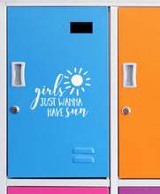 Load image into Gallery viewer, Girls Just Wanna Have Sun | 5.2" x 4.3" Vinyl Sticker | Peel and Stick Inspirational Motivational Quotes Stickers Gift | Decal for Outdoors/Nature Lovers