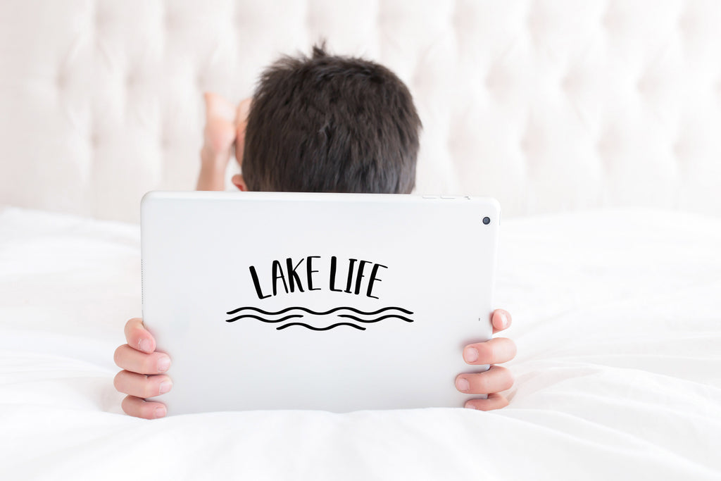 Lake Life | 7.9" x 3.2" Vinyl Sticker | Peel and Stick Inspirational Motivational Quotes Stickers Gift | Decal for Outdoors/Nature Water Lovers