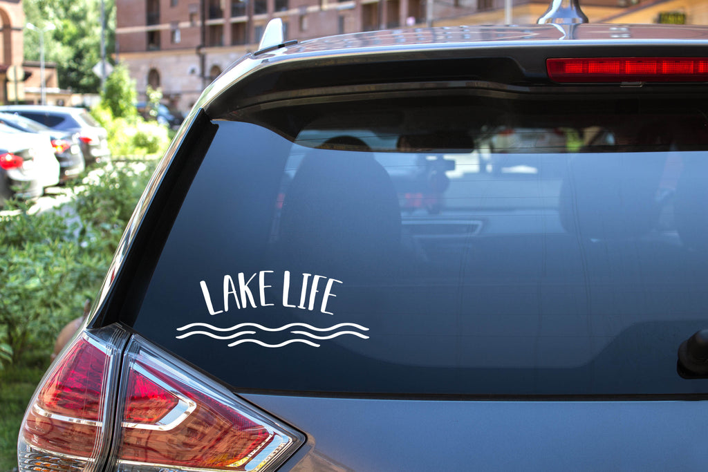 Lake Life | 7.9" x 3.2" Vinyl Sticker | Peel and Stick Inspirational Motivational Quotes Stickers Gift | Decal for Outdoors/Nature Water Lovers