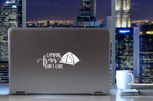 Load image into Gallery viewer, Camping Hair Don't Care | 7.9" x 3" Vinyl Sticker | Peel and Stick Inspirational Motivational Quotes Stickers Gift | Decal for Outdoors/Nature Camping Lovers