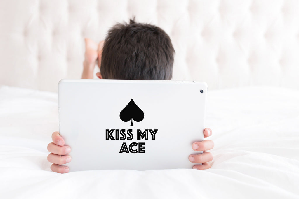 Kiss My Ace | 5" x 5.2" Vinyl Sticker | Peel and Stick Inspirational Motivational Quotes Stickers Gift | Decal for Hobbies Casino Lovers