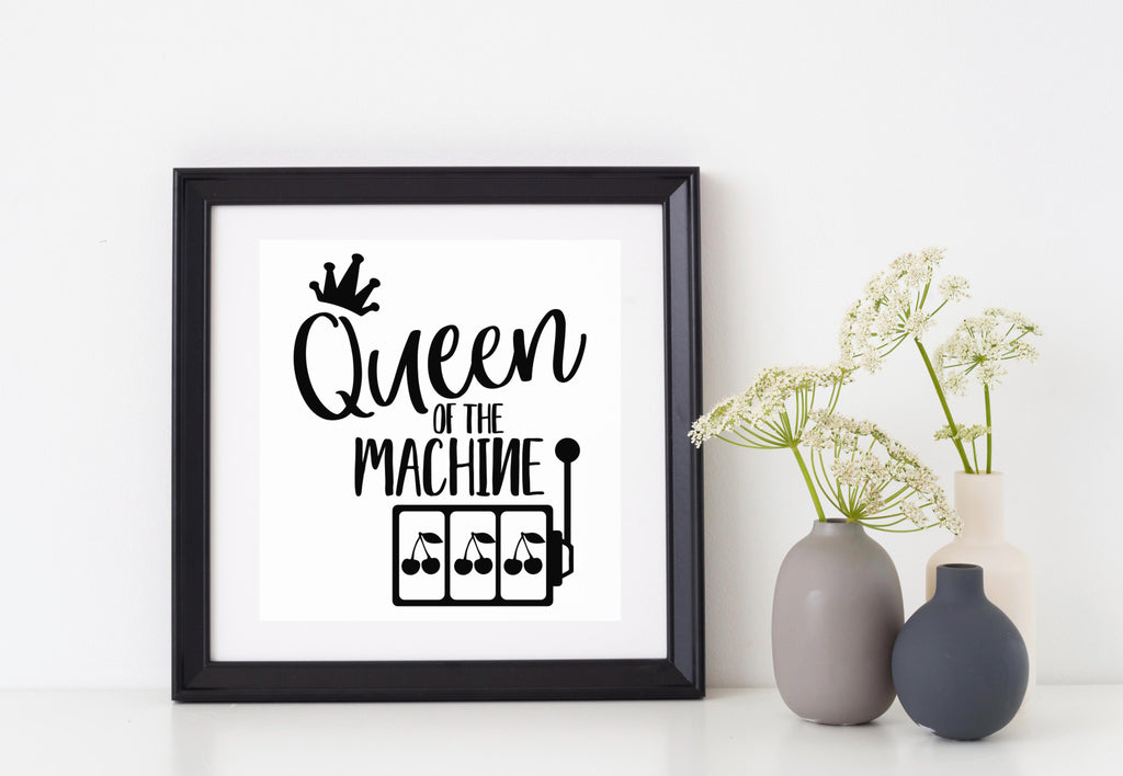 Queen of The Machine | 4.3" x 5.2" Vinyl Sticker | Peel and Stick Inspirational Motivational Quotes Stickers Gift | Decal for Hobbies Casino Lovers