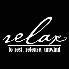 Vinyl Decal Sticker for Computer Wall Car Mac MacBook and More - Relax to Rest, Release, Unwind 7 x 3.9 inches