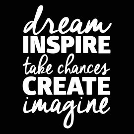 Vinyl Decal Sticker for Computer Wall Car Mac MacBook and More - Dream Inspire Take Chances Create Imagine - 5.2 x 3.7 inches