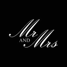 Load image into Gallery viewer, Vinyl Decal Sticker for Computer Wall Car Mac MacBook and More Wedding Decal - Mr &amp; Mrs 5.2 x 3 inches
