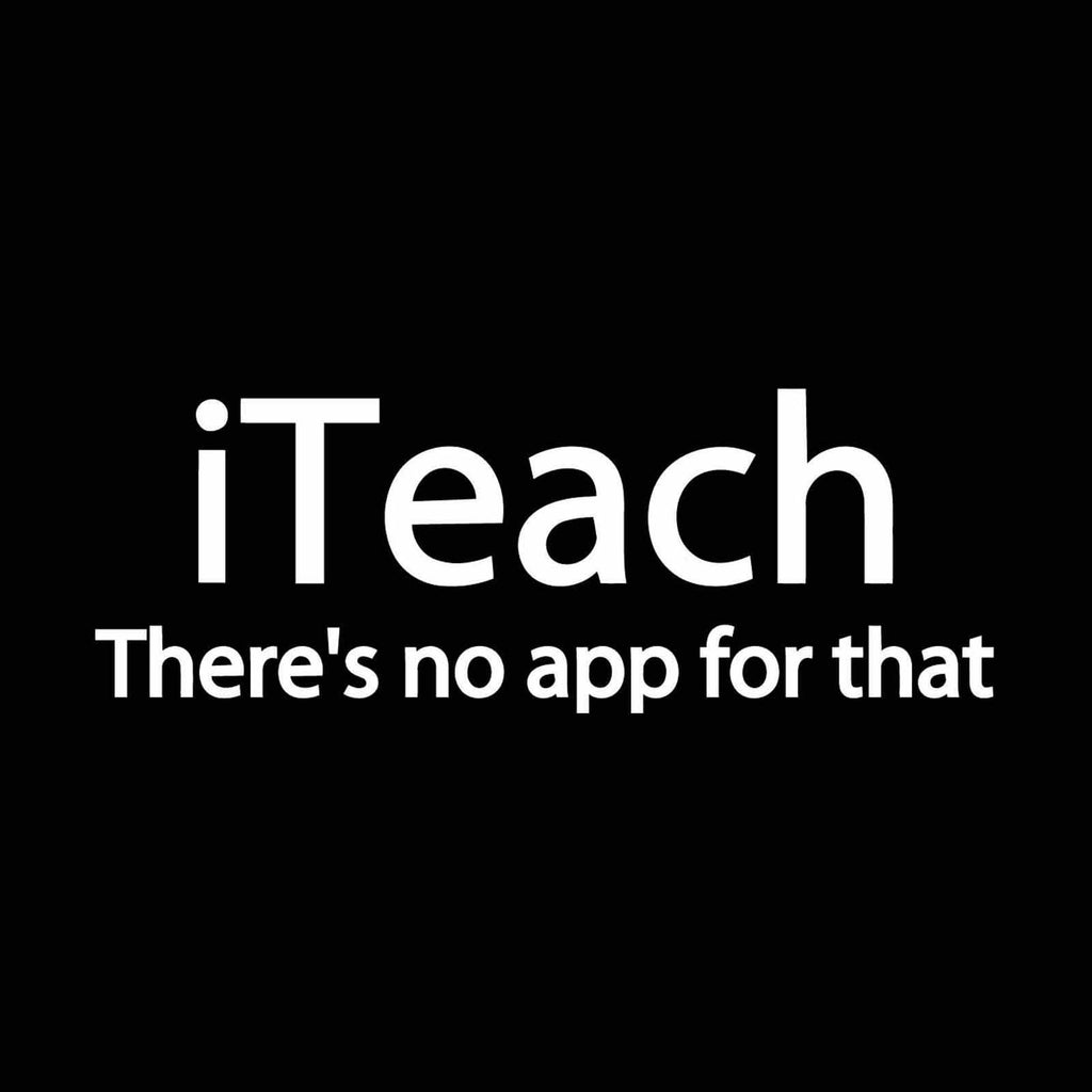 Vinyl Decal Sticker for Computer Wall Car Mac MacBook and More Humorous Teaching Decal for Teachers - Quote: Iteach - There's No App for That - Size 8" x 2.9"