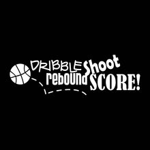 Load image into Gallery viewer, Vinyl Decal Sticker for Computer Wall Car Mac Macbook and More - Dribble Shoot Rebound Score - Basketball Decal