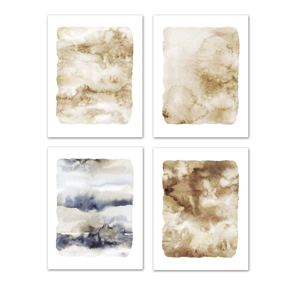 Multicolour Watercolor Art Marble Style Wall Art Prints Set - Ideal Gift For Family Room Kitchen Play Room Wall Décor Birthday Wedding Anniversary | Set of 4 - Unframed- 8x10 Photos