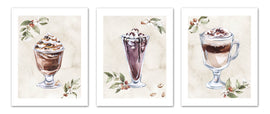 Cold Coffee Drink With Seed Foliage Kitchen Wall Art Prints Set - Ideal Gift For Family Room Kitchen Play Room Wall Décor Birthday Wedding Anniversary | Set of 3 - Unframed- 8x10 Photos