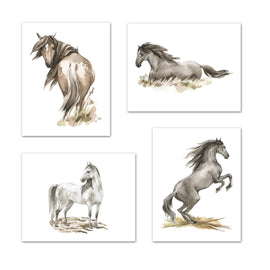 Motion Horses Running Sketch Nursery Wall Art Prints Set - Home Decor For Kids, Child, Children, Baby or Toddlers Room - Gift for Newborn Baby Shower | Set of 4 - Unframed- 8x10 Photos