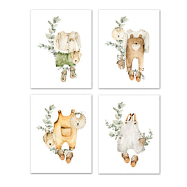 Teddy Suit & Sandle Boho Nursery Wall Art Prints Set - Home Decor For Kids, Child, Children, Baby or Toddlers Room - Gift for Newborn Baby Shower | Set of 4 - Unframed- 8x10 Photos
