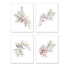 Load image into Gallery viewer, Botanical Plants Purple &amp; Red Foliage Wall Art Prints Set - Ideal Gift For Family Room Kitchen Play Room Wall Décor Birthday Wedding Anniversary | Set of 4 - Unframed- 8x10 Photos