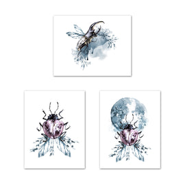 Coleoptera Beetles Watercolor Nursery Wall Art Prints Set - Home Decor For Kids, Child, Children, Baby or Toddlers Room - Gift for Newborn Baby Shower | Set of 3 - Unframed- 8x10 Photos
