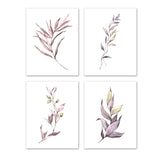 Purple Foliage Botanical Plants Wall Art Prints Set - Ideal Gift For Family Room Kitchen Play Room Wall Décor Birthday Wedding Anniversary | Set of 4 - Unframed- 8x10 Photos