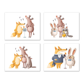 Karaoke Nursery Animals Wall Art Prints Set - Home Decor For Kids, Child, Children, Baby or Toddlers Room - Gift for Newborn Baby Shower | Set of 4 - Unframed- 8x10 Photos
