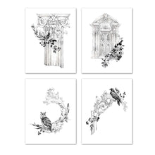 Load image into Gallery viewer, Architecture Pencil Sketch Design Wall Art Prints Set - Ideal Gift For Family Room Kitchen Play Room Wall Décor Birthday Wedding Anniversary | Set of 4 - Unframed- 8x10 Photos