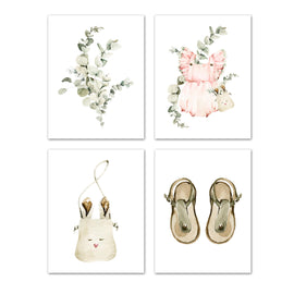 Frok Bag & Sandle Boho Nursery Wall Art Prints Set - Home Decor For Kids, Child, Children, Baby or Toddlers Room - Gift for Newborn Baby Shower | Set of 4 - Unframed- 8x10 Photos