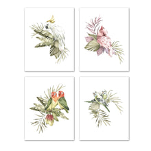 Load image into Gallery viewer, Adorable Parrots Birds and Foliage Wall Art Prints Set - Home Decor For Kids, Child, Children, Baby or Toddlers Room - Gift for Newborn Baby Shower | Set of 4 - Unframed- 8x10 Photos