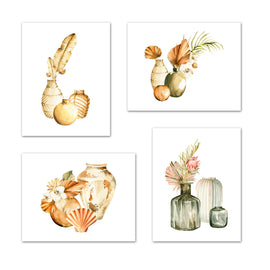 Multicolor African Vases Flower Canvas Floral Wall Art Prints Set - Ideal Gift For Family Room Kitchen Play Room Wall Décor Birthday Wedding Anniversary | Set of 4 - Unframed- 8x10 Photos