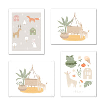 Load image into Gallery viewer, Nursery Picnic theme Wall Art Prints Set - Home Decor For Kids, Child, Children, Baby or Toddlers Room - Gift for Newborn Baby Shower | Set of 4 - Unframed- 8x10 Photos