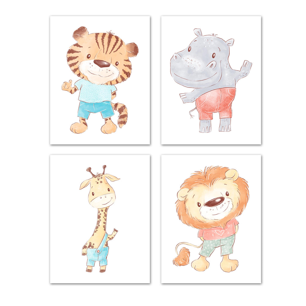 Beach Animal Nursery Wall Art Prints Set - Home Decor For Kids, Child, Children, Baby or Toddlers Room - Gift for Newborn Baby Shower | Set of 4 - Unframed- 8x10 Photos