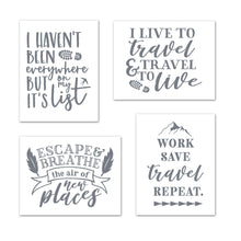 Load image into Gallery viewer, Gray Travel Adventure Motivational &amp; Inspirational Quotes Wall Art Prints Set - Ideal Gift For Family Room Kitchen Play Room Wall Décor Birthday Wedding Anniversary | Set of 4 - Unframed- 8x10 Photos