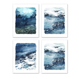 Blue Ocean Watercolor Wall Art Prints Set - Ideal Gift For Family Room Kitchen Play Room Wall Décor Birthday Wedding Anniversary | Set of 4 - Unframed- 8x10 Photos