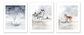 Wolf in Snow Nursery Wall Art Prints Set - Home Decor For Kids, Child, Children, Baby or Toddlers Room - Gift for Newborn Baby Shower | Set of 3 - Unframed- 8x10 Photos