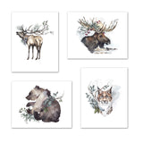 Reindeer Bear Snow Forest Animals Nursery Wall Art Prints Set - Home Decor For Kids, Child, Children, Baby or Toddlers Room - Gift for Newborn Baby Shower | Set of 4 - Unframed- 8x10 Photos