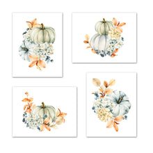Load image into Gallery viewer, Autumn Pumpkin Watercolour Design Wall Art Prints Set - Ideal Gift For Family Room Kitchen Play Room Wall Décor Birthday Wedding Anniversary | Set of 4 - Unframed- 8x10 Photos
