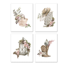 Load image into Gallery viewer, Southern Watercolor Accent Floral Wall Art Prints Set - Ideal Gift For Family Room Kitchen Play Room Wall Décor Birthday Wedding Anniversary | Set of 4 - Unframed- 8x10 Photos