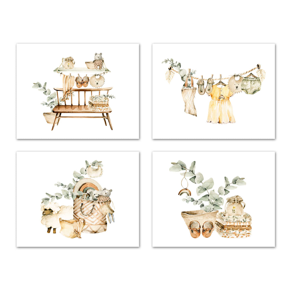 Farmhouse Boho Nursery Baby Products Wall Art Prints Set - Home Decor For Kids, Child, Children, Baby or Toddlers Room - Gift for Newborn Baby Shower | Set of 4 - Unframed- 8x10 Photos