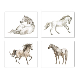 Horses Poses Sketch Nursery Wall Art Prints Set - Home Decor For Kids, Child, Children, Baby or Toddlers Room - Gift for Newborn Baby Shower | Set of 4 - Unframed- 8x10 Photos