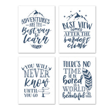Load image into Gallery viewer, Blue Adventure Motivational and Inspirational Quotes Wall Art Prints Set - Ideal Gift For Family Room Kitchen Play Room Wall Décor Birthday Wedding Anniversary | Set of 4 - Unframed- 8x10 Photos