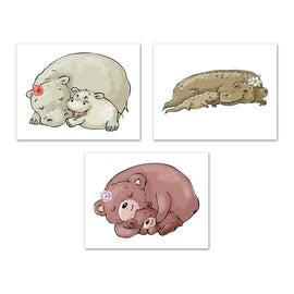 Mom and Baby 1 Wall Art Prints Set - Home Decor For Kids, Child, Children, Baby or Toddlers Room - Gift for Newborn Baby Shower | Set of 3 - Unframed- 8x10 Photos