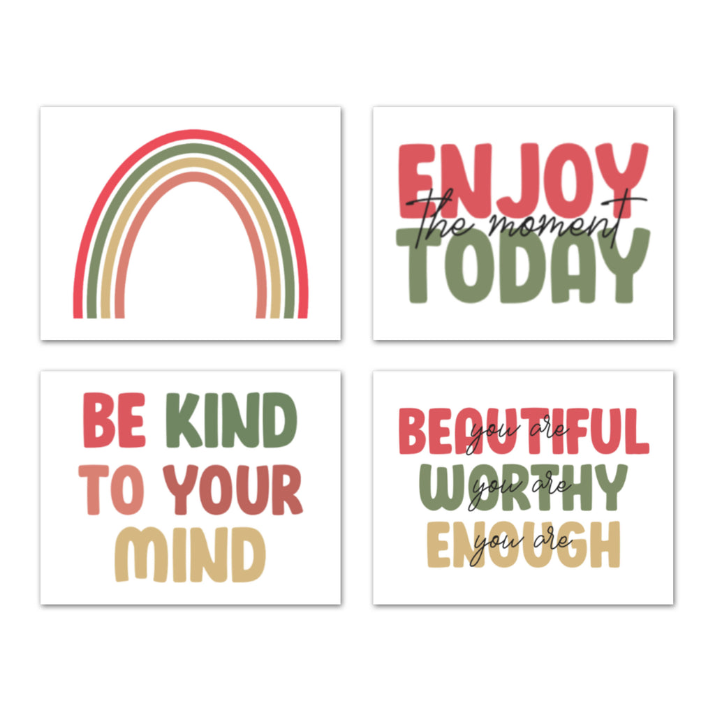 Kind to Self Inspirational Motivational Quote Wall Art Prints Set - Ideal Gift For Family Room Kitchen Play Room Wall Décor Birthday Wedding Anniversary | Set of 4 - Unframed- 8x10 Photos