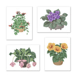 Beautiful Potted Plants Floral Wall Art Prints Set - Ideal Gift For Family Room Kitchen Play Room Wall Décor Birthday Wedding Anniversary | Set of 4 - Unframed- 8x10 Photos