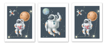 Load image into Gallery viewer, Astonaut Space Image Wall Art Prints Set - Home Decor For Kids, Child, Children, Baby or Toddlers Room - Gift for Newborn Baby Shower | Set of 3 - Unframed- 8x10 Photos
