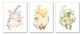 Frok Bag & Bib Boho Nursery Wall Art Prints Set - Home Decor For Kids, Child, Children, Baby or Toddlers Room - Gift for Newborn Baby Shower | Set of 3 - Unframed- 8x10 Photos
