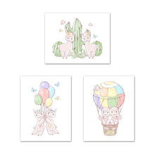 Load image into Gallery viewer, Twin Llamas Wall Art Prints Set - Home Decor For Kids, Child, Children, Baby or Toddlers Room - Gift for Newborn Baby Shower | Set of 3 - Unframed- 8x10 Photos