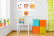 Load image into Gallery viewer, Nursery Cartoon &amp; Animal Faces Wall Art Prints Set - Home Decor For Kids, Child, Children, Baby or Toddlers Room - Gift for Newborn Baby Shower | Set of 4 - Unframed- 8x10 Photos