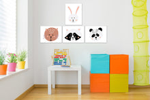 Load image into Gallery viewer, Nursery Rabbit Cat Panda Animal Faces Wall Art Prints Set - Home Decor For Kids, Child, Children, Baby or Toddlers Room - Gift for Newborn Baby Shower | Set of 4 - Unframed- 8x10 Photos