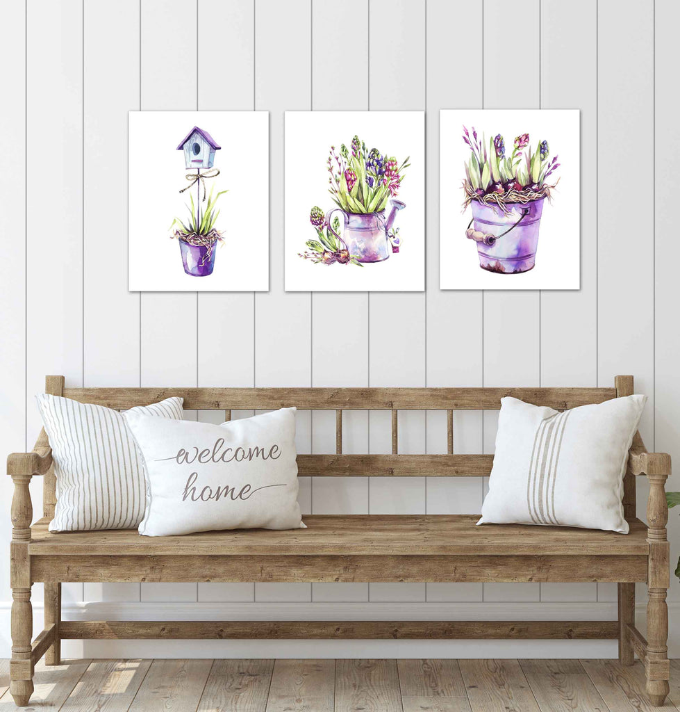 Colourful Summer Garden Design Wall Art Prints Set - Ideal Gift For Family Room Kitchen Play Room Wall Décor Birthday Wedding Anniversary | Set of 3 - Unframed- 8x10 Photos