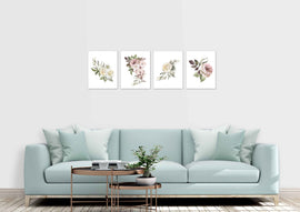 Country Floral Multicolour Roses Love Wall Art Prints Set - Ideal Gift For Family Room Kitchen Play Room Wall Décor Birthday Wedding Anniversary | Set of 4 - Unframed- 8x10 Photos