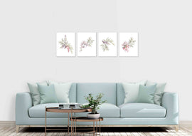 Botanical Plants Purple & Red Foliage Wall Art Prints Set - Ideal Gift For Family Room Kitchen Play Room Wall Décor Birthday Wedding Anniversary | Set of 4 - Unframed- 8x10 Photos
